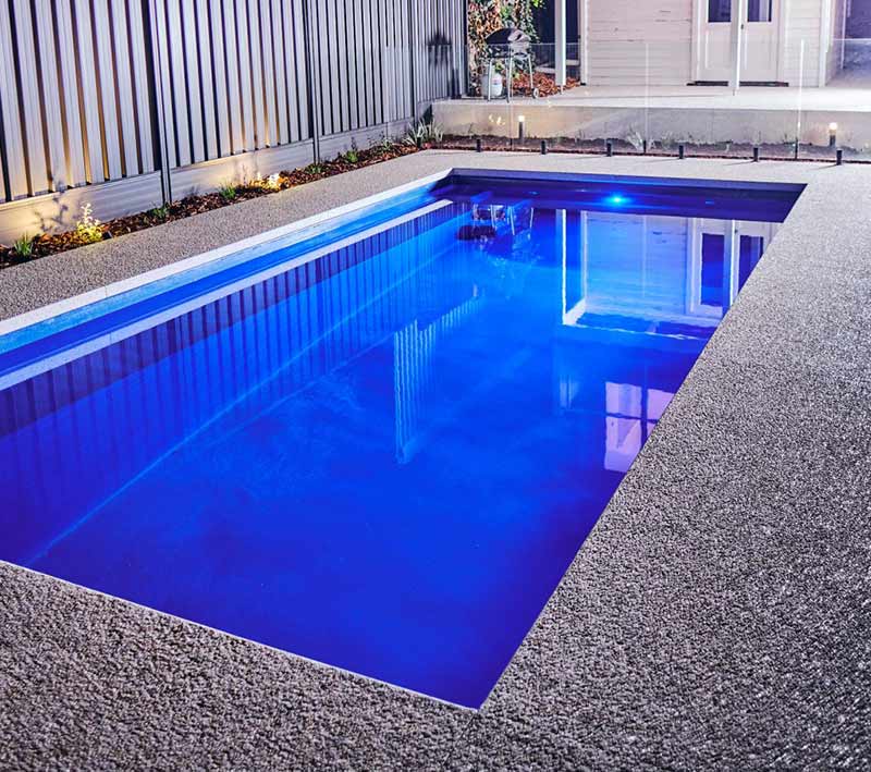 Concrete aggregate new pool area in Perth landscaping